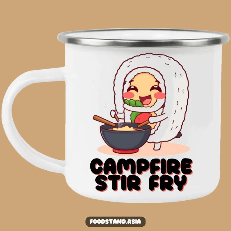 Funny Sushi Roll Camping Mug: Stir Flavors for Outdoor Adventures