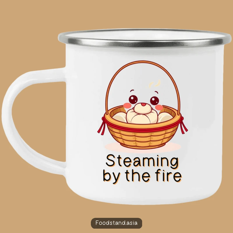 Funny Dim Sum Camping Mug: Beaming Basket Steaming Bun Outdoor Gift