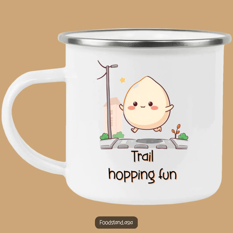 Funny Bouncing Mochi Camping Mug: Hop into Adventure with Cheer, Perfect Gift!