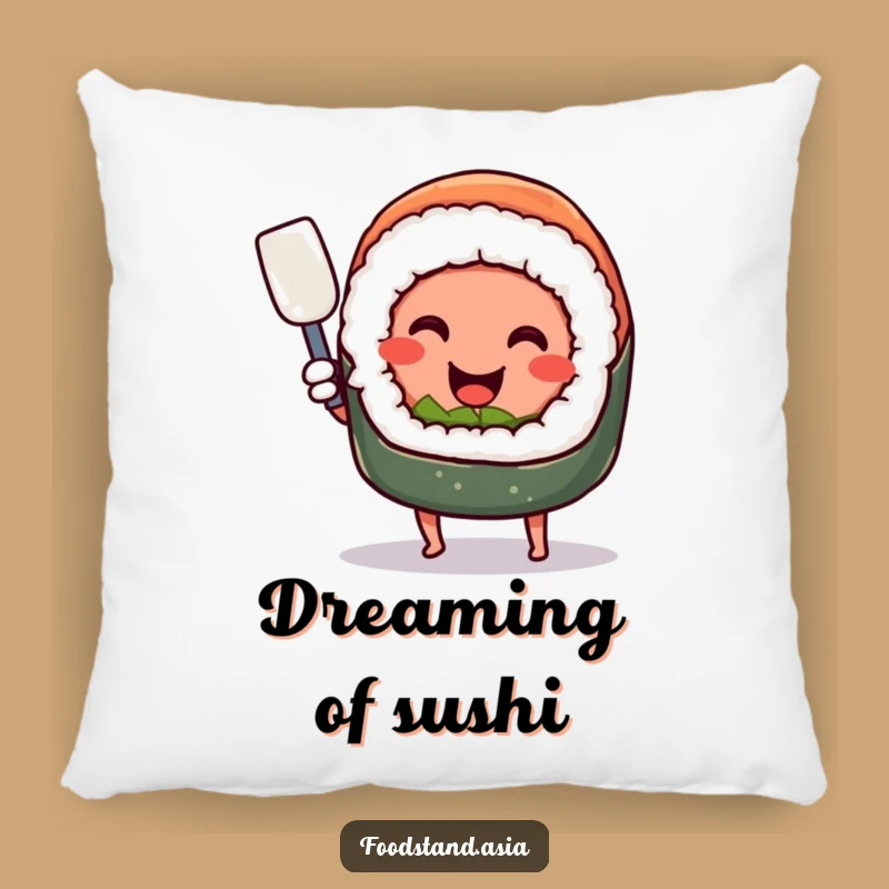 Funny Sushi Spatula Pillow: Smiling Chef Comfort & Kitchen Decor