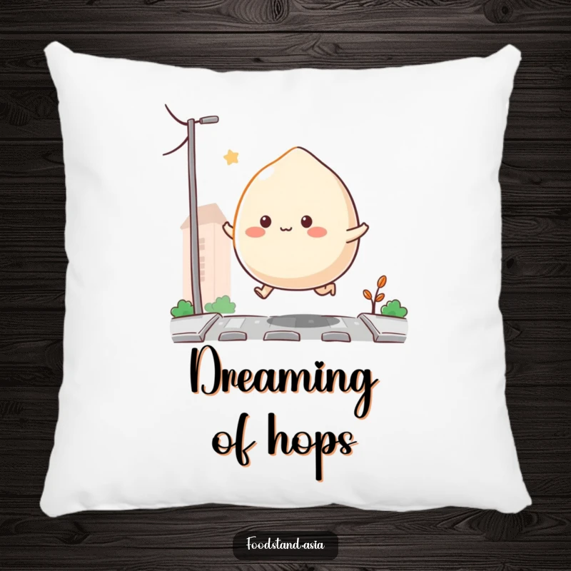 Funny Bouncing Mochi Pillow with a cheerful mochi with tiny appendages happily hopping, offering plush comfort and cute, funny charm, a lovely funny gift.
