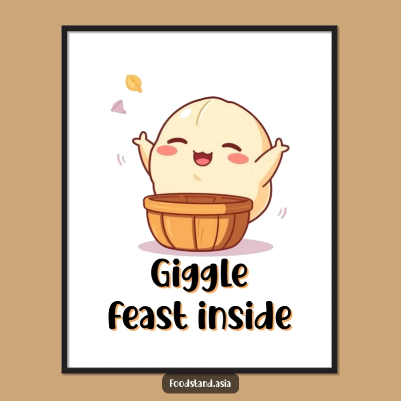 Funny Dumpling Digital Art Print: Giggling Dim Sum Toss for Whimsical Gift Decor
