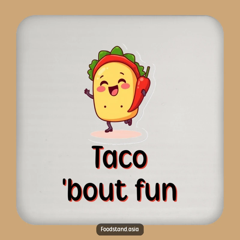 Funny Taco Dancing Coaster Set: Fiesta Protection - Cool Funny Gift