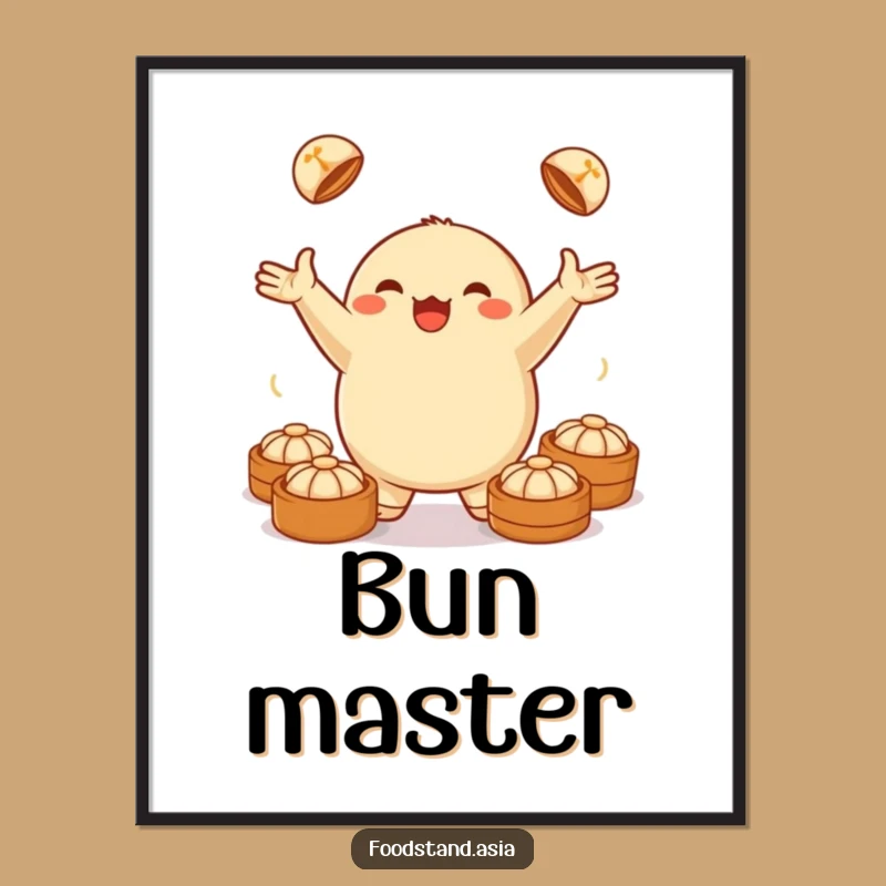 Funny Dumpling Juggling Poster: Bun Art - Unique Funny Gift Decor