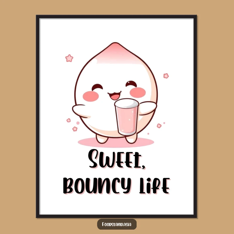 Funny Mochi Poster: Boba Bounce Art for Sweet Gift Decor