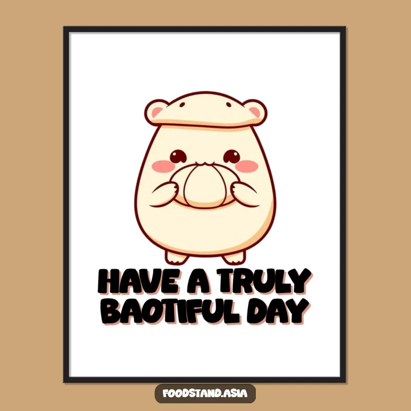 Free Printable Bao Art: Delighted Bun Funny Downloadable Wall Decor