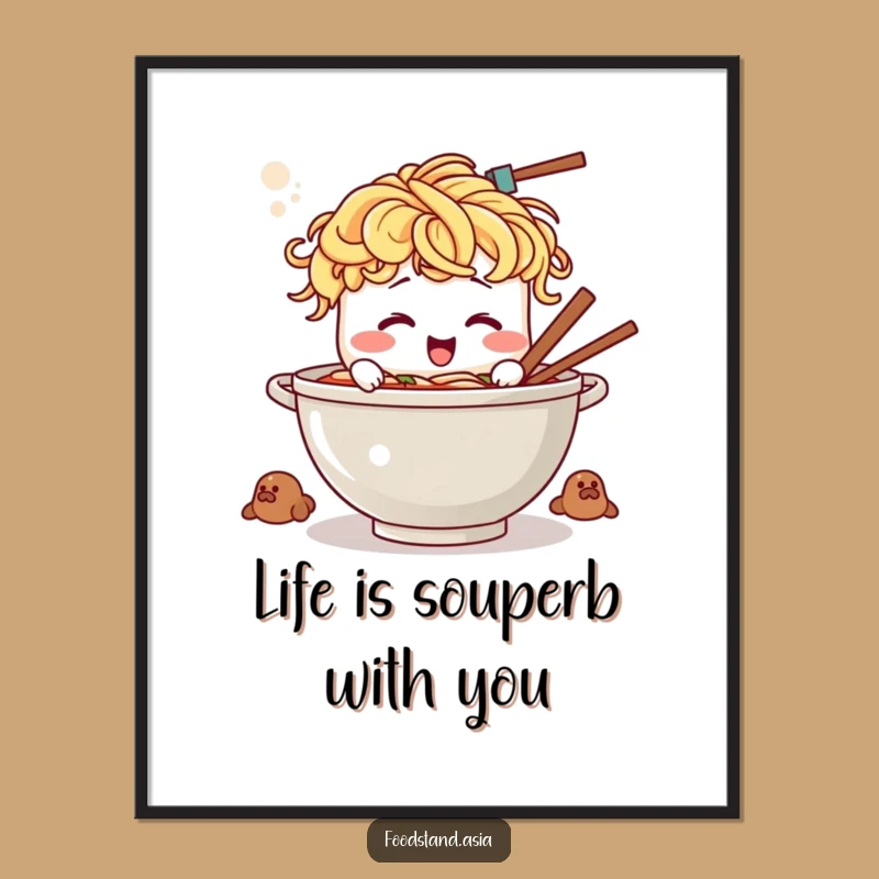Free Printable Ramen Art: Giggling Noodle Bowl Funny Downloadable Wall Decor