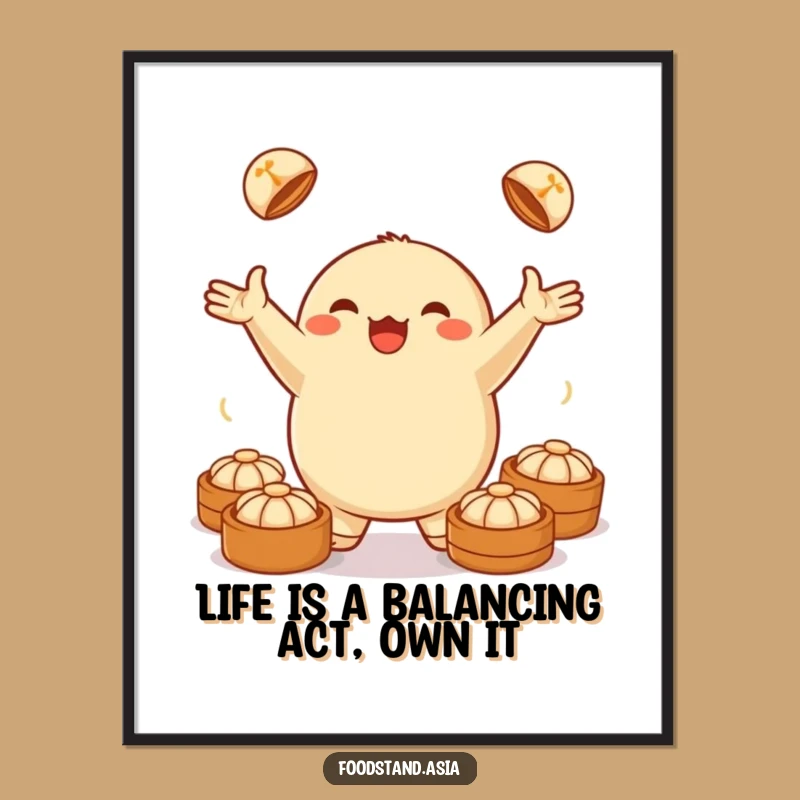 Funny Free Printable Dumpling Wall Art: Juggling Dumpling Food Decor