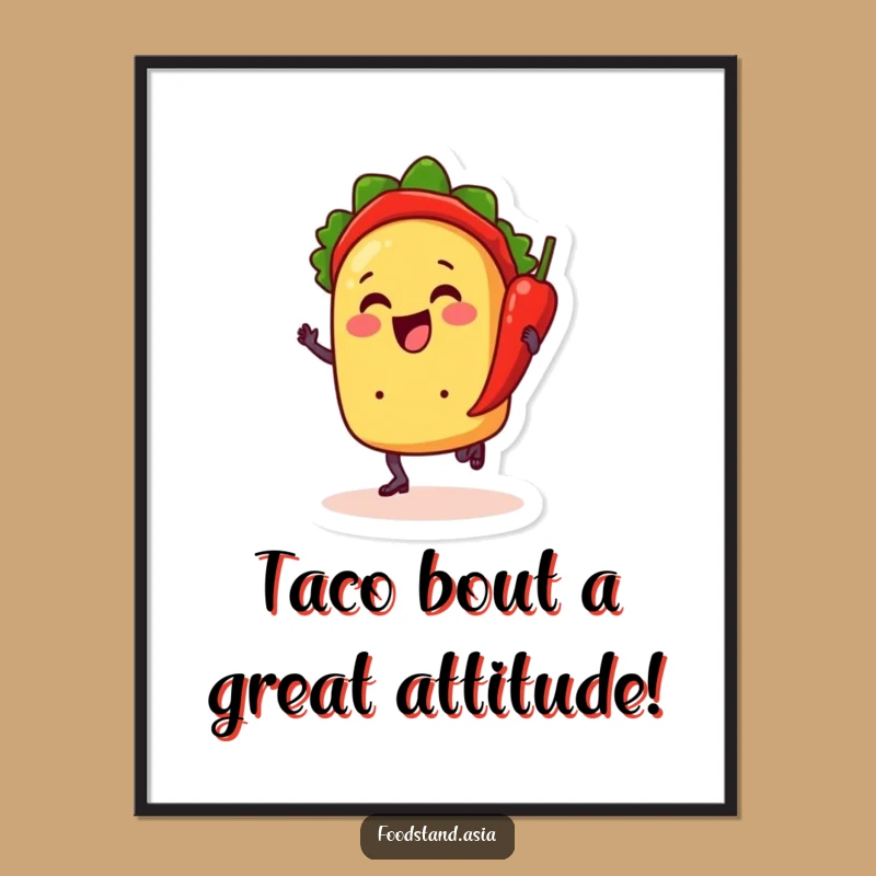 Funny Free Printable Taco Wall Art: Dancing Taco Fiesta Decor