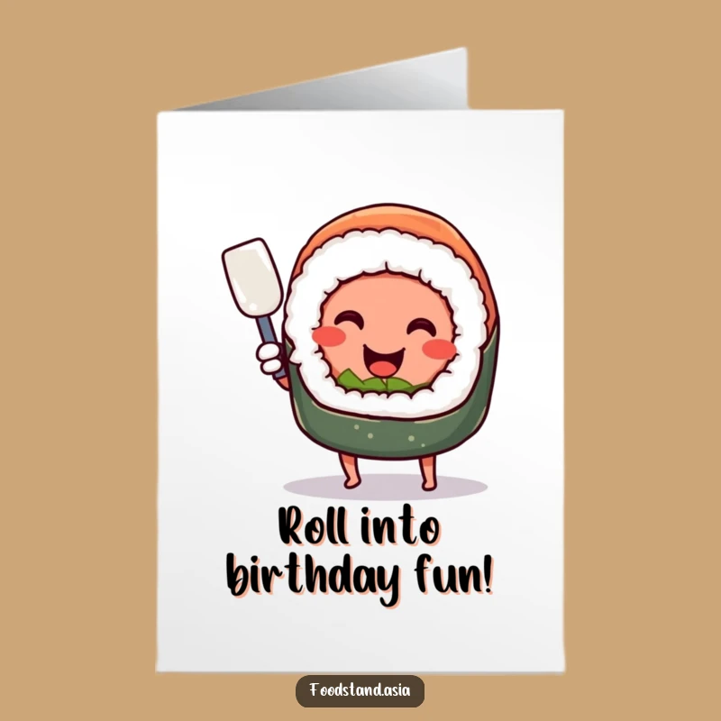 Free Printable Birthday Card: Smiling Sushi Chef, Funny Foodie Greeting, Downloadable Gift!