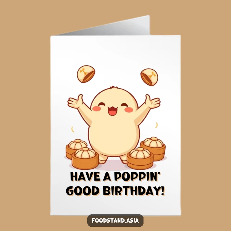 Free Printable Dumpling Birthday Card: Funny Juggling Dumpling Fun