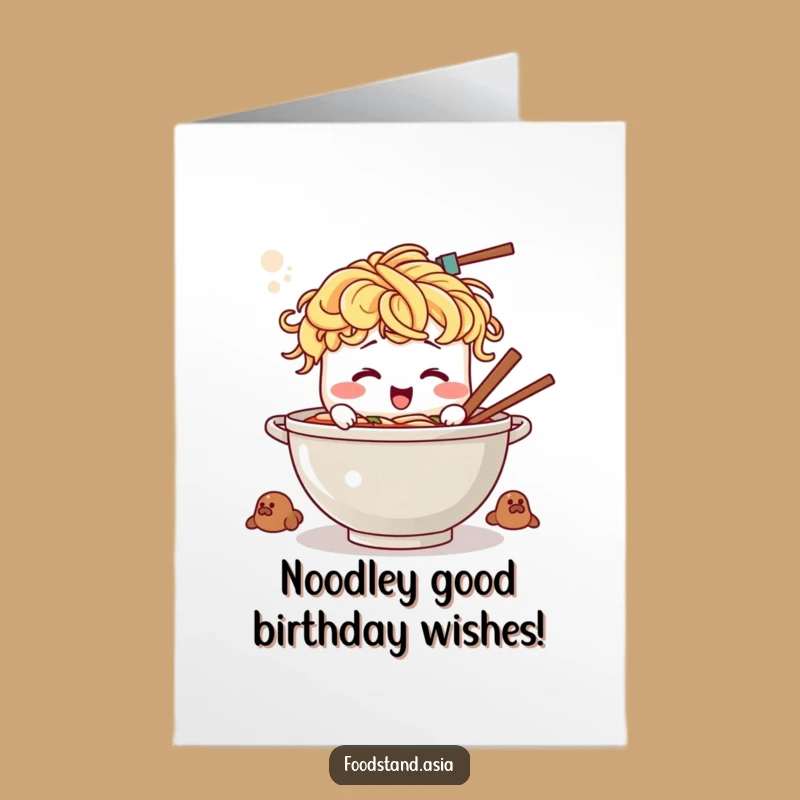 Free Printable Ramen Birthday Card: Giggling Noodle Bowl Funny Downloadable Gift