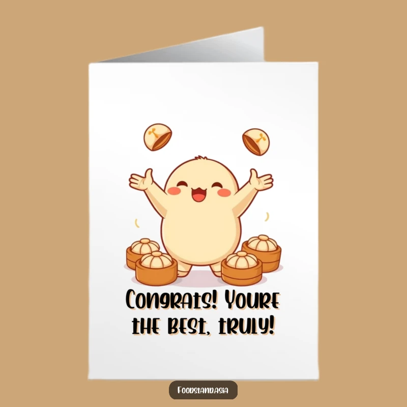 Free Printable Dumpling Congrats Card: Funny Juggling Dumpling Success