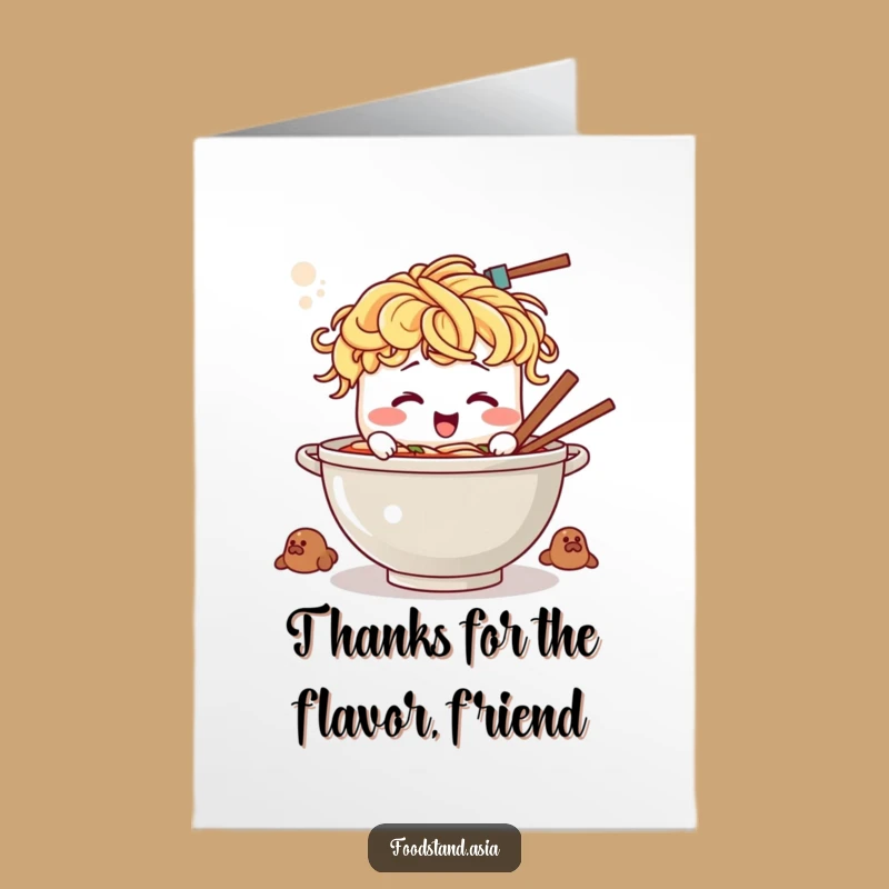 Free Printable Ramen Thank You Card: Giggling Noodle Bowl Funny Downloadable Gift